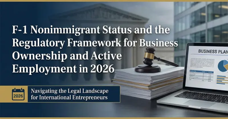 F-1 Nonimmigrant Status and the Regulatory Framework for Business Ownership and Active Employment in 2026