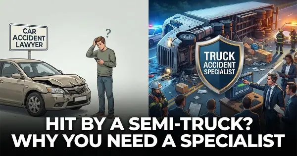 Hit by a Semi-Truck? Here Is Why You Need a Specialist (And Not Just a Car Accident Lawyer)